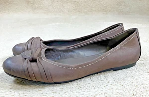 ECCO Womens SZ 9-9.5 Distressed Brown Leather Braided Toe Ballet Flats Shoes - Picture 1 of 8