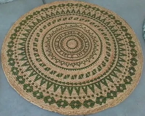 GREEN / NATURAL 5'-0" x 5'-0" Flaw in Rug, Reduced Price 1172772207 NF802G-5R - Picture 1 of 4