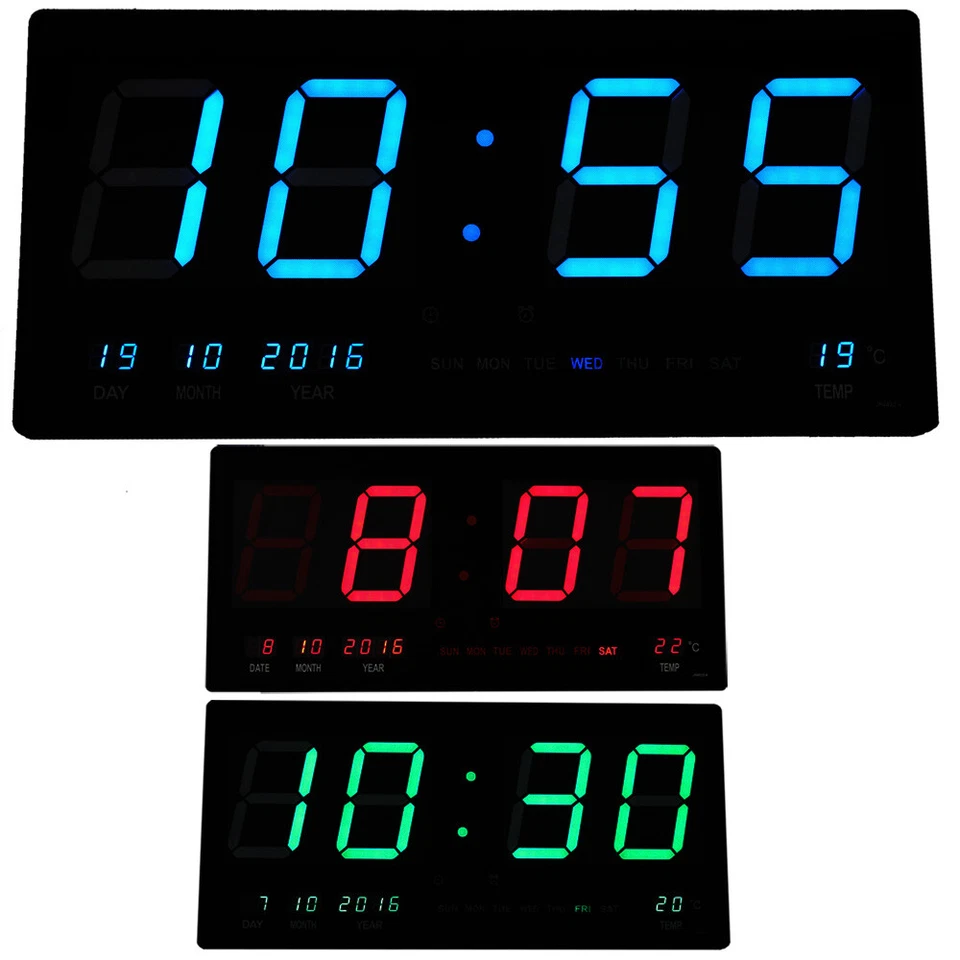 Large Digital Clock Jumbo LED Display Alarm Wall Calendar Timer Temperature - image 1 of 1