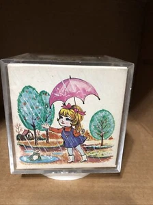 Vintage Photo Cube Rotating Wind Up Music Box Big Eyes Characters Made in Japan - Picture 1 of 5