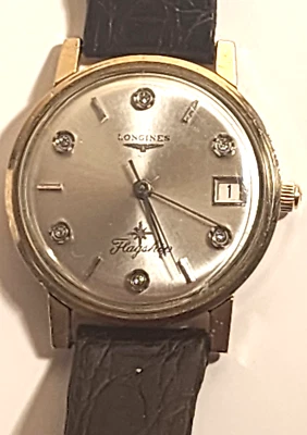 VINTAGE LONGINES FLAGSHIP MEN'S WATCH 10K GOLD FILLED CASE DIAMONDS on DIAL - Image 1 of 4