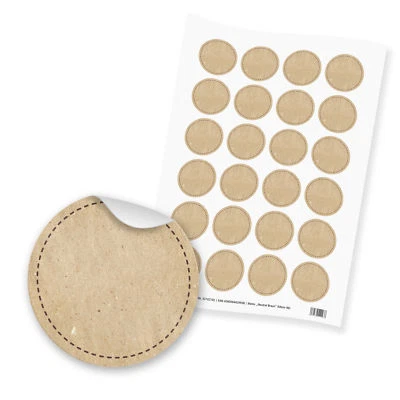 24x Sticker Neutral Braun Papierstruktur Motiv 96 4cm beschreibbar Etikett - Bild 1 von 2