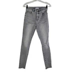 Pantalones de mezclilla para mujer Loft ajustados al tobillo talla 2 dobladillo crudo lavado medio gris 24X26 - Imagen 1 de 10