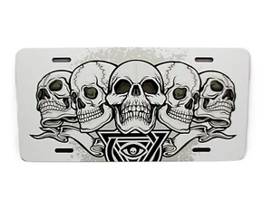 SKULLS GOTHIC METAL CAR NOVELTY LICENSE PLATE AUTO TAG. - Picture 1 of 15