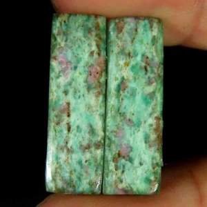 21.00Cts.100%Natural Ruby Fuchsite Cushion Pair Cabochon 17x24x4mm Top Gemstone - Picture 1 of 5