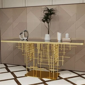 Modern Console Table Side Desk Acrylic Glass Top Entrance Entry Office Living Au - Picture 1 of 14