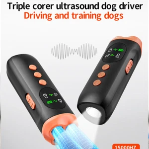 40Khz Ultrasonic Anti Bark Repeller Deterrent Dog Pet Sonic Trainer Flashlight - Picture 1 of 11