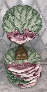 Vtg 1991 Fitz & Floyd Turnips Set 11 Majolica Ironstone LettuceWare Leaf Plates - Picture 1 of 8