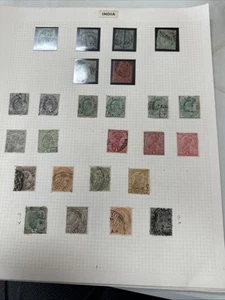 STAMPS - INDIA EARLY ISSUE COLLECTION ON 8 ALBUM PAGES - ALL SHOWN - Picture 1 of 8