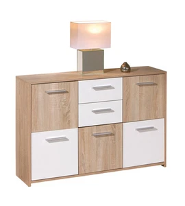 CREDENZA BUFFET 2 CASSETTI E 5 ANTE ROVERE E BIANCO, 115X30X77 CM - Foto 1 di 6