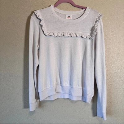 Sundry White Ruffled Pullover Sweatshirt Womens S Casual Fall Cozy Coquette - Image 1 of 4