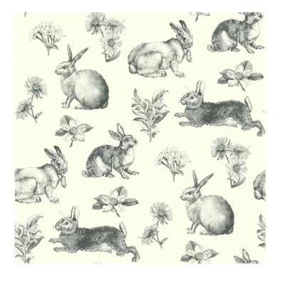 Papel pintado extraíble York Wallcoverings AT4263 Bunny Rabbit Toile negro blanco Foto 1 de 4