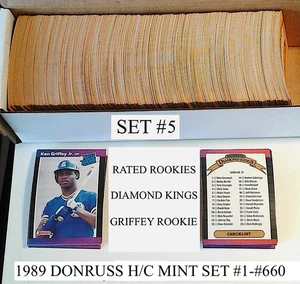 1989 DONRUSS MLB SET 1--660 GRIFFEY JR ERROR RC, R/R's, DK's, MINT SET #5 - Picture 1 of 3