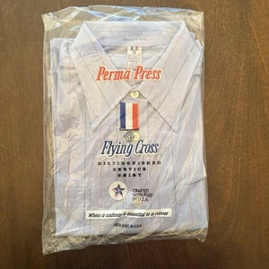 VTG Flying Postal Service US Mail Button Shirt Short Sleeve Sz 15.5 Pinstripe - Picture 1 of 4