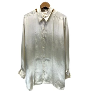 Camisa Jean Paul Gaultier Satén Manga Larga Cuello Desmontable Brillante Sólida Usada - Imagen 1 de 8