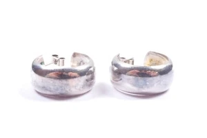 Pendientes Huggie lisos vintage de plata de ley 925 de 2 cm de diámetro - Imagen 1 de 9