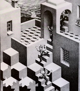 Zyklus von M C Escher Illusion Grafik Illustration Kunstdruck Exlibris - Bild 1 von 3