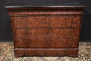 Bellissimo Cassettone / mobile / legno piuma di mogano / marmo scuro / francese - Bild 1 von 12