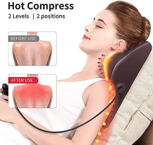 Electric Neck Back Massager Massage Pillow With Heat Pain Relief Gift For Women - Picture 1 of 8