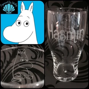 Personalisiertes Mumin Cartoon Pint Glas Geschenk Handarbeit Gratis Name Gravur! - Bild 1 von 12