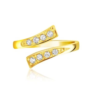 Anillo contemporáneo de oro amarillo de 14k con circonitas cúbicas acentuadas - Imagen 1 de 1