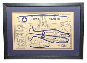 RARE COMET MODEL WAR PLANE 1942 NO. 1. US ARMY FIGHTER FRAMED WWII ERA - Picture 1 of 5