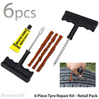 6pc Tubeless Emergency Tyre Puncture Repair Plug Kit Needle Patch Fix Tools Car