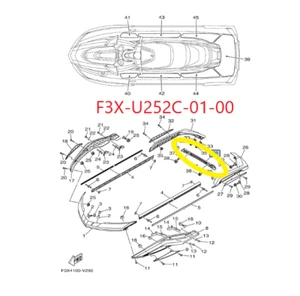 Genuine Yamaha Waverunner FX Gunwale Cover 1 Black P/N F3X-U252C-01-00 - Picture 1 of 2