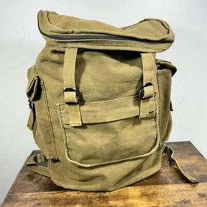 Canvas Backpack Army Green Mens Sage Olive Rugged Rucksack Military Style - Picture 1 of 10