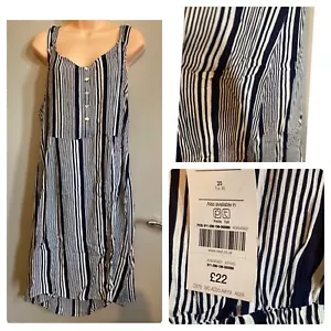 Next Damenkleid Größe 20 R marineblau gestreift neu - Bild 1 von 12