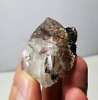 Natural rare Smokey Quartz floater crystal with rutile var. sagenite and hematit
