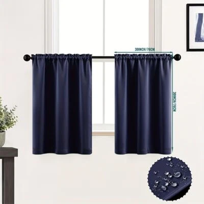 2 Panel Privacy Insulated Blackout Short Window Curtain Drapes Cafe Tier Kitchen - Image 1 of 4
