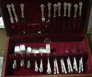 NATIONAL PRINCESS ELIZABETH STERLING SILVER FLATWARE SET 56pcs ~ 2403g - Picture 1 of 8