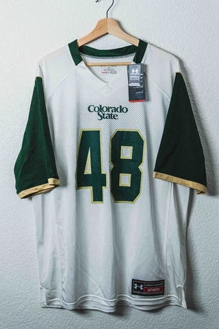 NWT Colorado State University CSU Aggies Rams Green White Football Jersey L #48 Cover