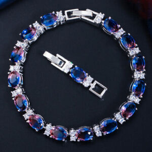 Mystic Jewelry Gift Bi Color Tourmaline White Topaz Women Silver Charm Bracelets