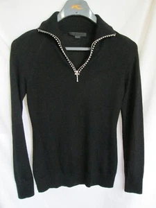 ALEXANDER WANG Black Long Sleeve 1/4 Zip Wool/Silk Lightweight Sweater Top Sz S - Picture 1 of 6