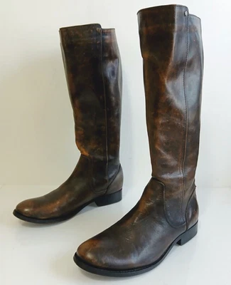 Botas de montar FRYE Melissa para mujer 6,5B marrón negro cuero envejecido cremallera trasera Foto 1 de 4