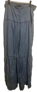 Sincerely Jules Blue Chambray Cotton Blend Wide-Leg Boho Pants Size Small - Picture 1 of 7
