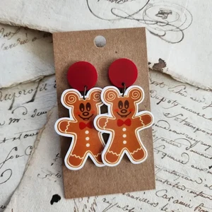 Handmade Acrylic Mickey Gingerbread Earrings - Picture 1 of 2