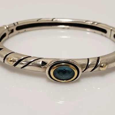 Pulseira John Atencio prata esterlina ouro amarelo 18k topázio azul - Imagem 1 de 4