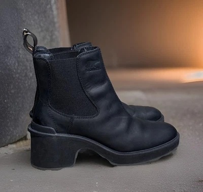 SOREL Women's Boots Black Hi Line Chelsea 3” Heel Sz 8.5 NL4874-010 - Image 1 of 4
