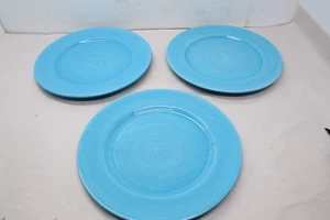 Lands’ End Swirl Blue Swirl 12" Speiseteller handbemalt Mexiko 3 Stück - Bild 1 von 3