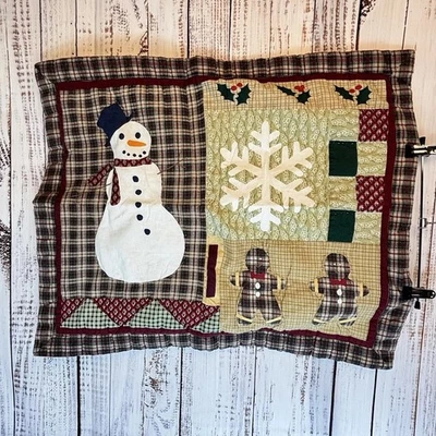 De colección 2 fundas de almohada de Navidad de algodón 20 x 24" muñeco de nieve granja retazos a cuadros Foto 1 de 4