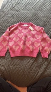 Girls Brand New Old Navy Pink Heart Sweater Size 5/ Tags On - Picture 1 of 3