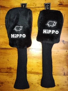 Cubierta de cabeza de palo de golf de madera Hippo Fairway 1 y 3 felpa suave negra. Buen estado. - Imagen 1 de 5