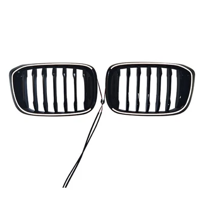 2pcs Black Front Racing LED Grilles for BMW X3 G01 2018-21 - Image 1 of 4