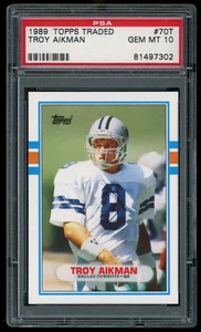 Troy Aikman Dallas Cowboys 1989 Topps Traded PSA-10 GEM-MINT ROOKIE CARD #70T - Bild 1 von 1