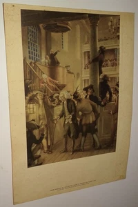 Chas Hoffbauer 'Tense Meeting Leads To Boston Tea Party' 1943 N.E. Mutual Print - Picture 1 of 3