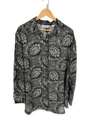Top para mujer Diane Von Furstenberg talla 1X/2X negro floral cachemira abotonada Foto 1 de 4