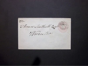 GB Somerset Stationery 1856 QV 1d pink Envelope 864 numeral WELLS & MEARE udc - Picture 1 of 2